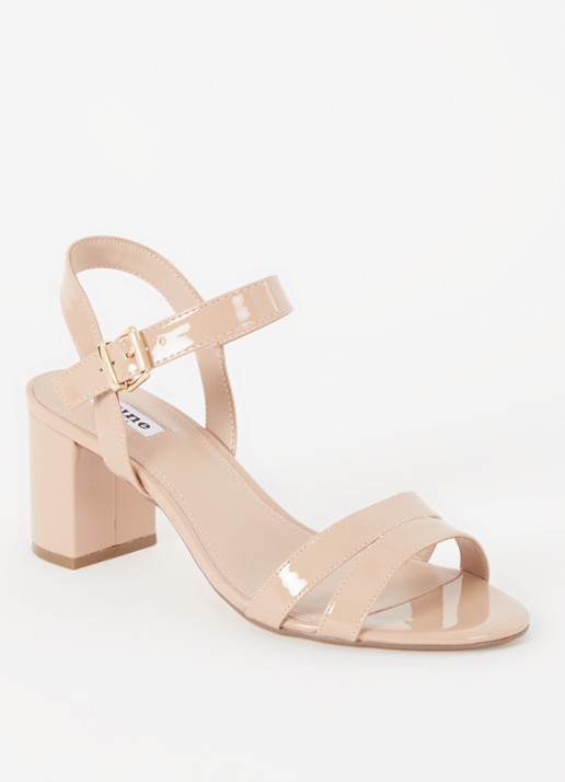 Dune London Wide Fit Merisa sandalette van leer - voorkant 4 beige