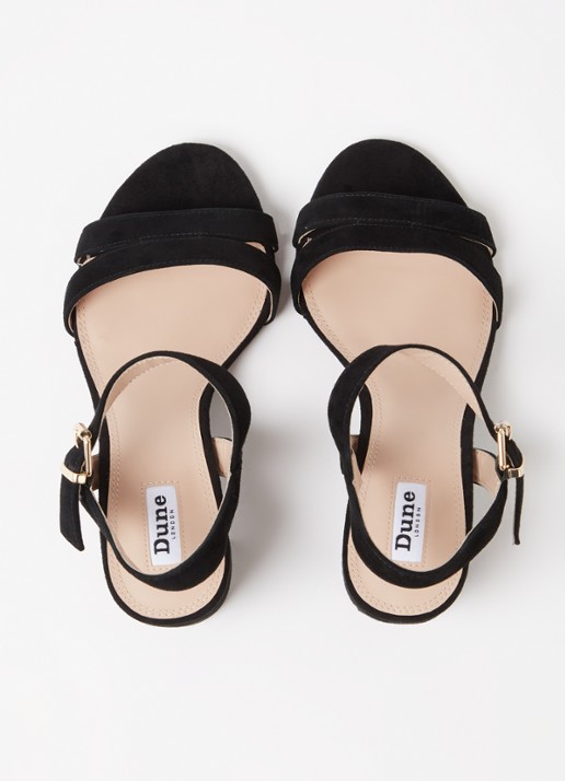 Dune London Wide Fit Merisa sandalette van leer - detail 4 zwart