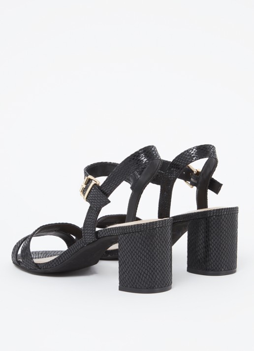 Dune London Wide Fit Merisa sandalette van leer - achterkant diepzwart