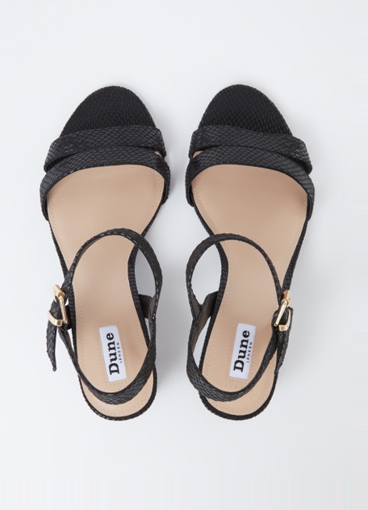 Dune London Wide Fit Merisa sandalette van leer - detail 4 diepzwart