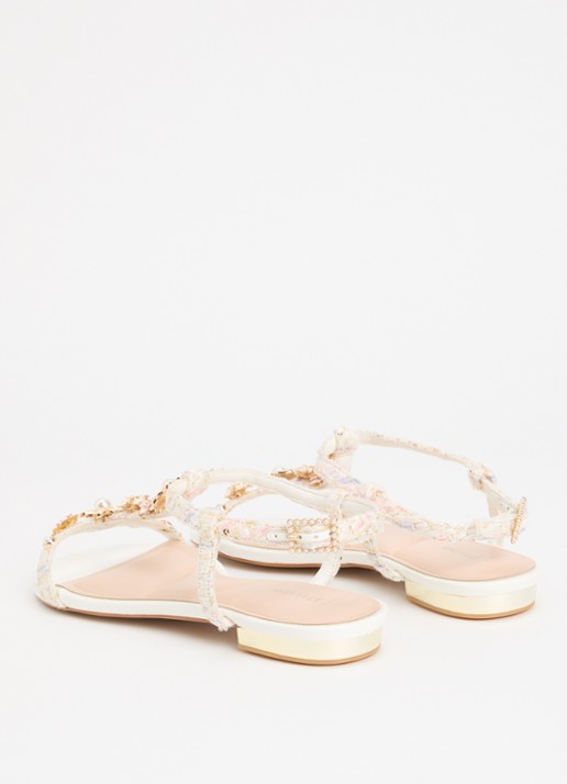 Dune London Wide Fit Nature sandaal - achterkant gebroken wit