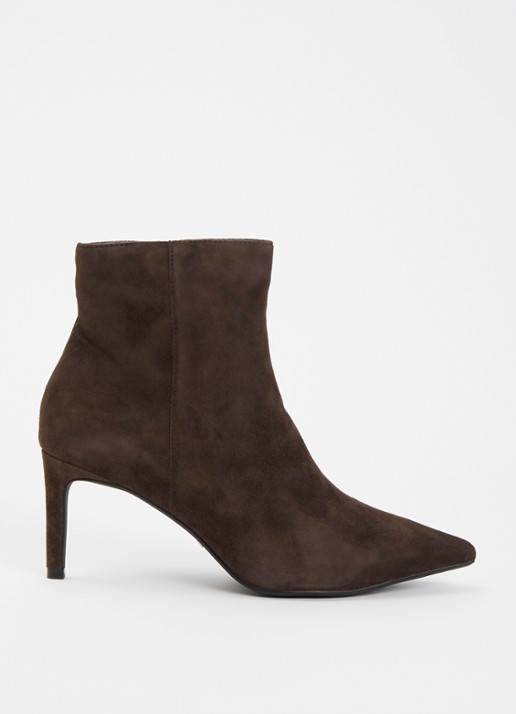 Dune London Wide Fit Obsessively enkellaarsje van suède - voorkant 3 donkerbruin