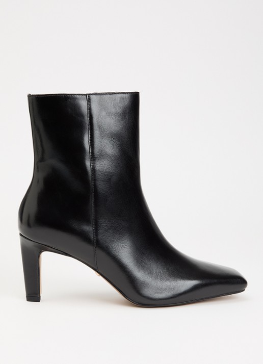 Dune London Wide Fit Ovation enkellaarsje van leer - voorkant 4 zwart