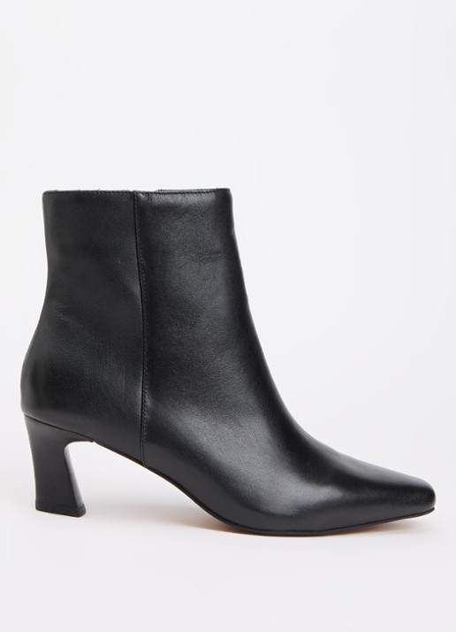 Dune London Wide Fit Overly enkellaarsje van leer - voorkant 3 zwart