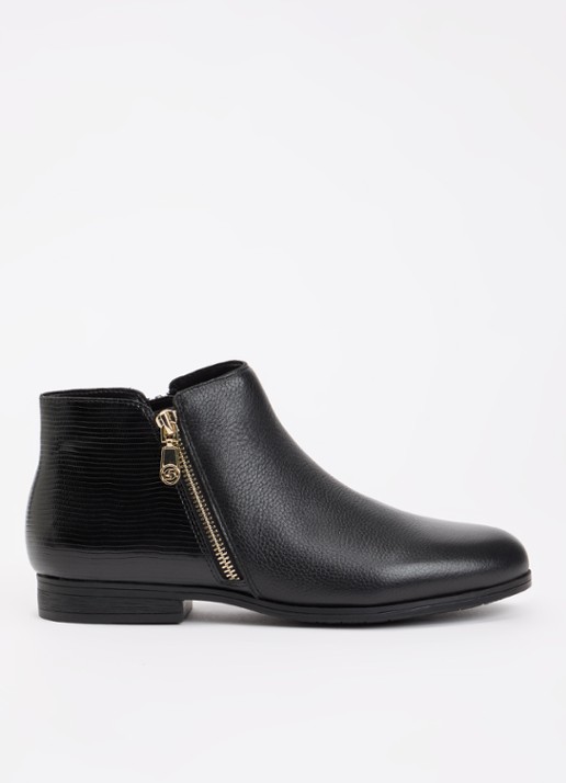 Dune London Wide Fit Pandias enkellaarsje van leer
