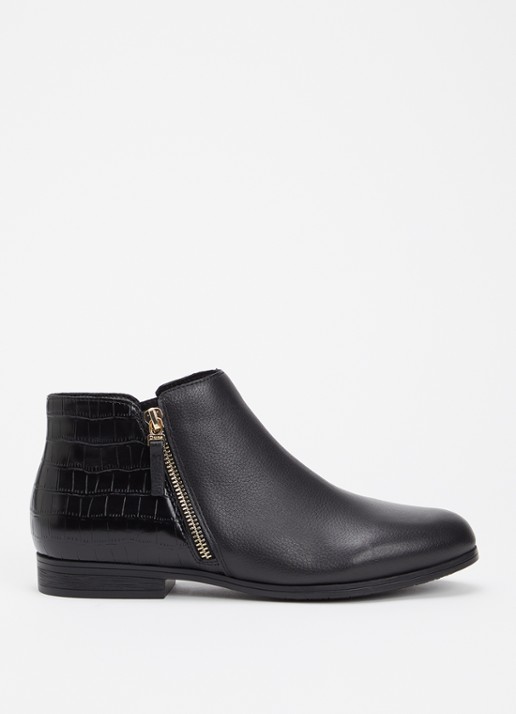 Dune London Wide Fit Pantha enkellaarsje  - voorkant 4 zwart