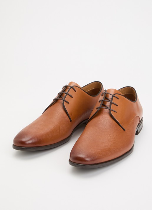 Dune London Wide Fit Saffi veterschoen van leer - detail 2 bruin