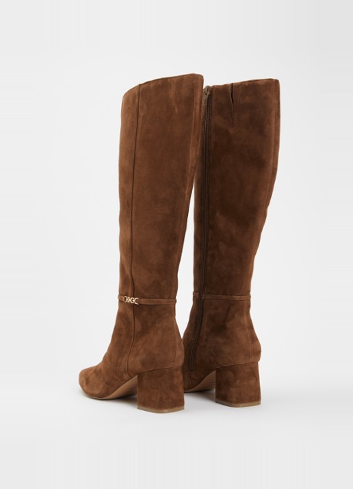 Dune London Wide Fit Sanna laars van leer - achterkant 4 bruin
