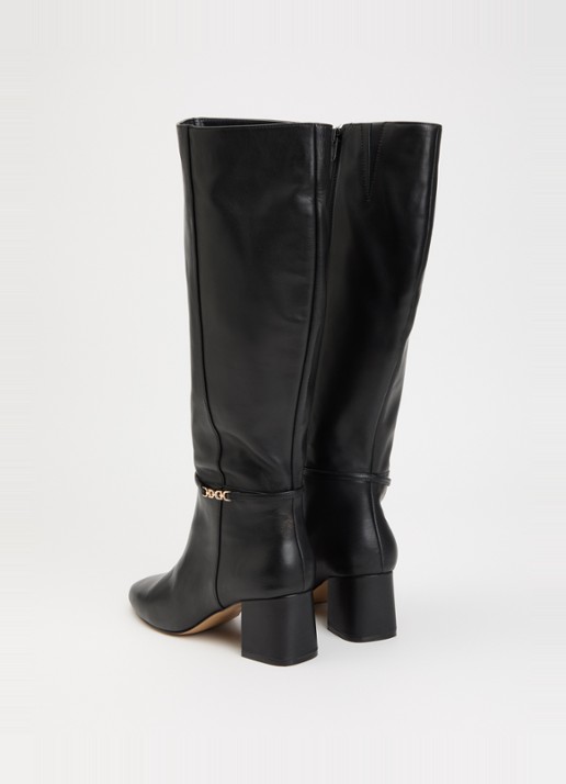 Dune London Wide Fit Sanna laars van leer - achterkant 2 diepzwart