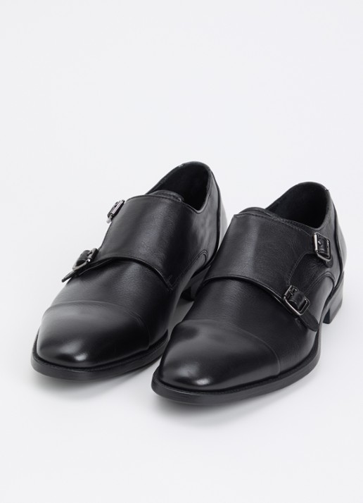 Dune London Wide Fit Satchin loafer van leer met gespdetail - detail 3 zwart
