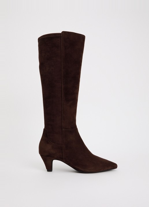 Dune London Wide Fit Sera laars van suède - voorkant 4 bruin