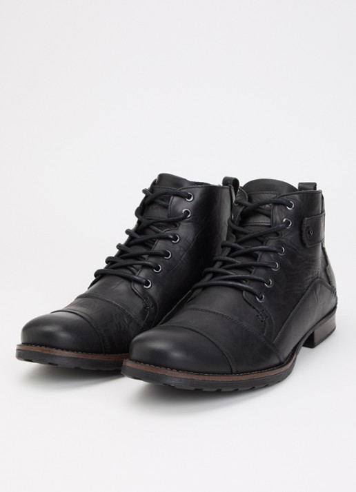 Dune London Wide Fit Simon veterboot van leer - detail 2 zwart