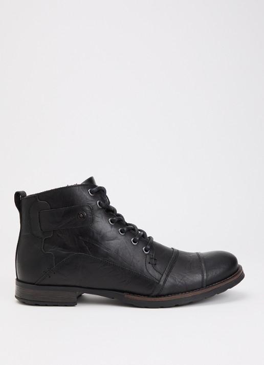Dune London Wide Fit Simon veterboot van leer - voorkant zwart