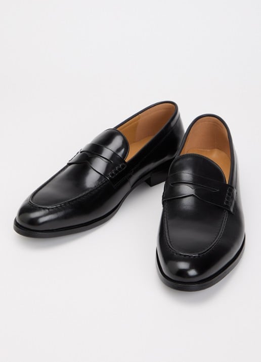 Dune London Wide Fit Skylers loafer van leer - detail 3 zwart