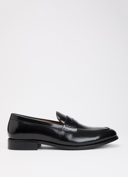 Dune London Wide Fit Skylers loafer van leer - voorkant zwart