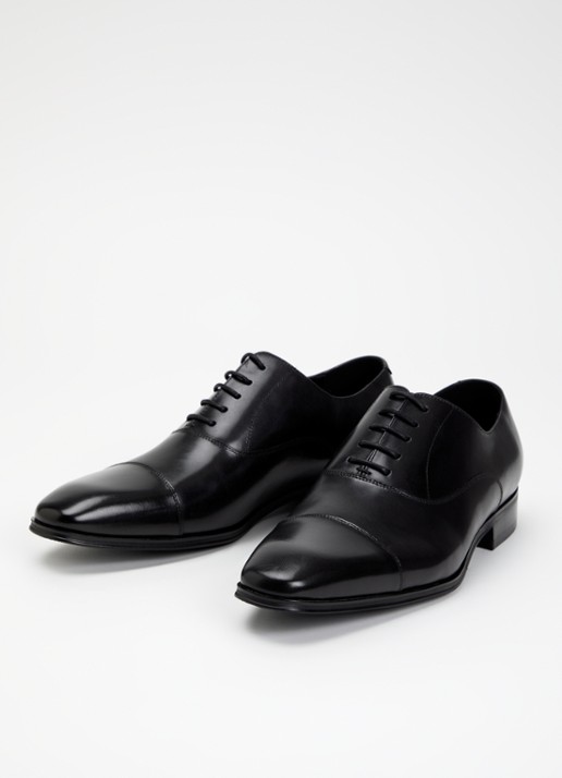Dune London Wide Fit Solver veterschoen van leer met lakfinish - detail zwart