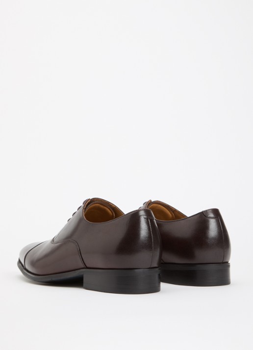 Dune London Wide Fit Solver veterschoen van leer met lakfinish - achterkant 4 donkerbruin