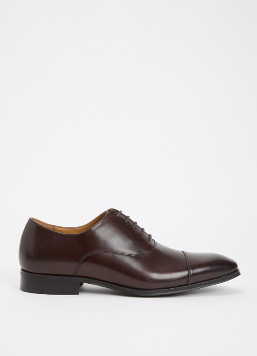 Dune London Wide Fit Solver veterschoen van leer met lakfinish