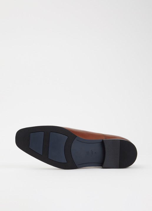 Dune London Wide Fit Solver veterschoen van leer met lakfinish - detail 3 oranjebruin