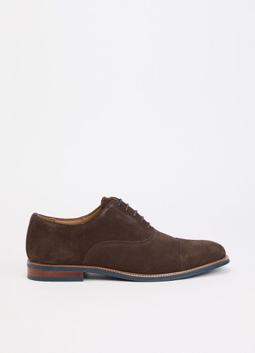 Dune London Wide Fit Stanlakes veterschoen van suède - voorkant donkerbruin