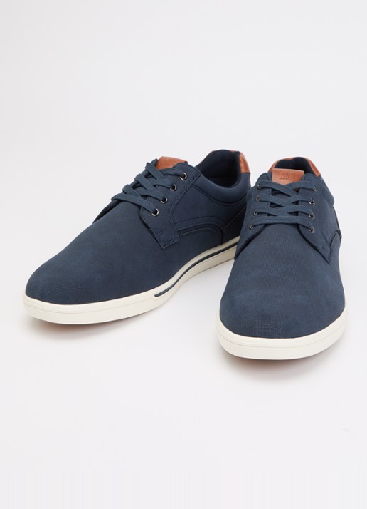 Dune London Wide Fit Tommus sneaker - detail donkerblauw