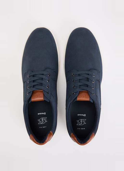 Dune London Wide Fit Tommus sneaker - detail 2 donkerblauw