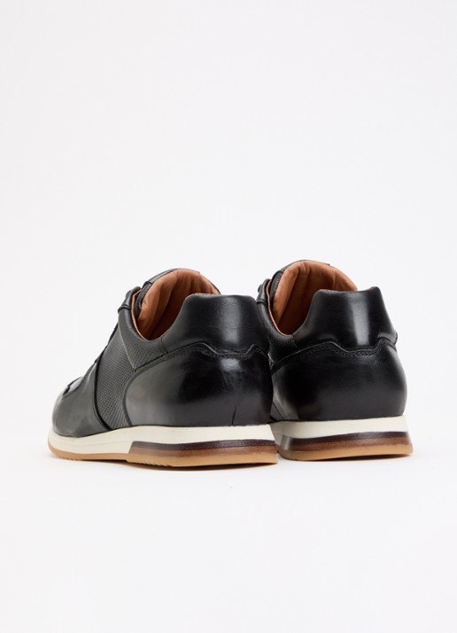 Dune London Wide Fit Trilogy sneaker van leer - achterkant 5 zwart