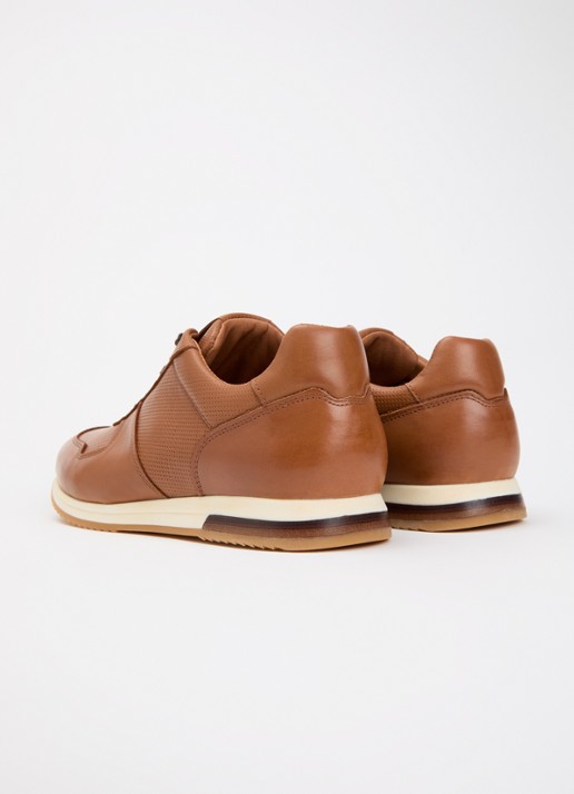 Dune London Wide Fit Trilogy sneaker van leer - achterkant 5 roestbruin