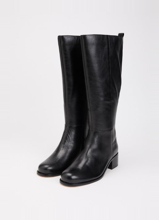 Dune London Wide Fit Turner laars van leer - detail zwart