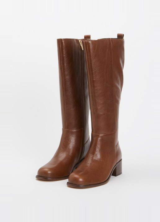 Dune London Wide Fit Turner laars van leer - detail bruin