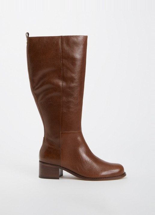 Dune London Wide Fit Turner laars van leer - voorkant 4 bruin