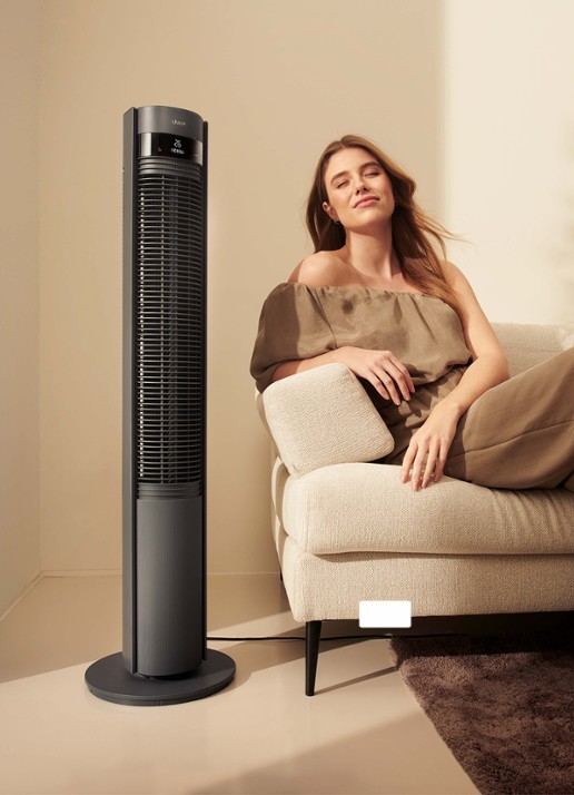 Duux Elevate Smart Tower torenventilator - voorkant 7 grijs