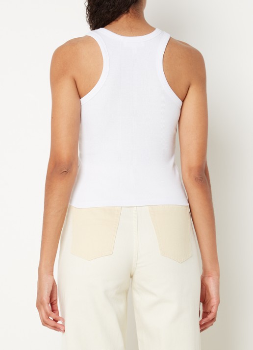 EDITED Lucia ribgebreide cropped tanktop in biologisch katoenblend - achterkant 4 wit