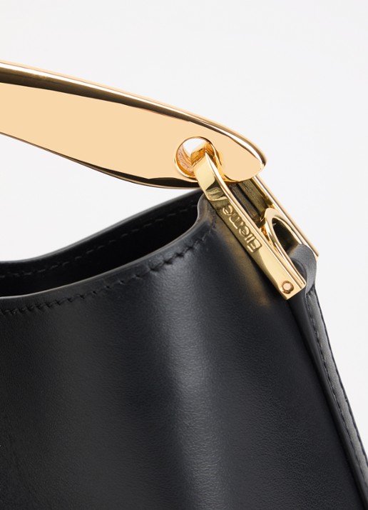 Elleme Boomerang Mini handtas van leer met afneembare schouderriem - detail 4 zwart