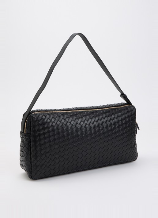 Elleme Trousse L schoudertas van leer - achterkant zwart