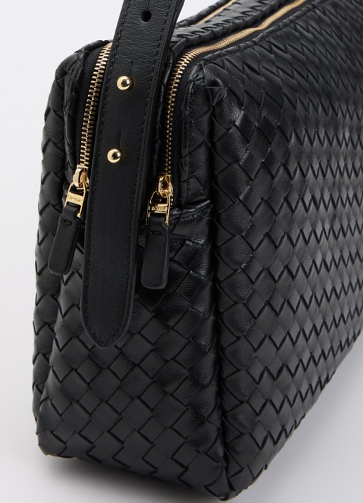 Elleme Trousse L schoudertas van leer - detail 5 zwart