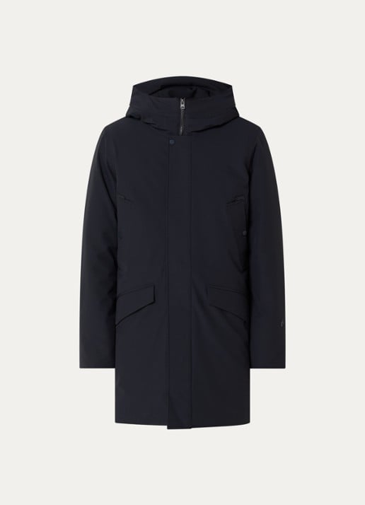 Elvine Alrik waterproof gewatteerde parka met klepzakken - voorkant 3 donkerblauw