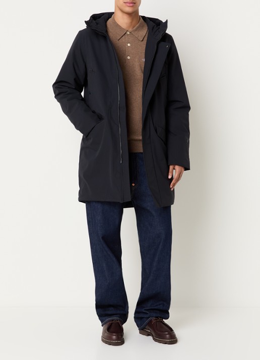 Elvine Alrik waterproof gewatteerde parka met klepzakken - voorkant 4 donkerblauw