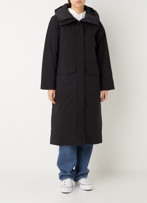 Elvine Asha gewatteerde parka met klepzakken - detail zwart