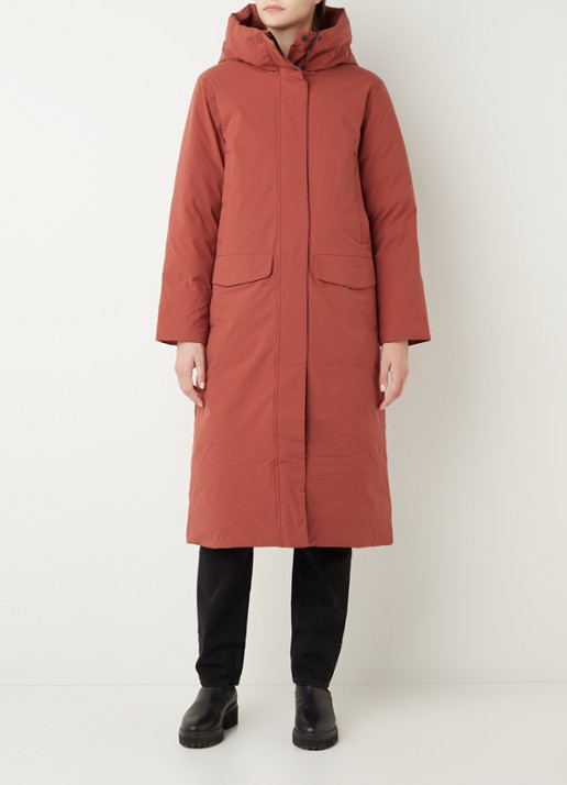 Elvine Asha gewatteerde parka met klepzakken - detail steenrood