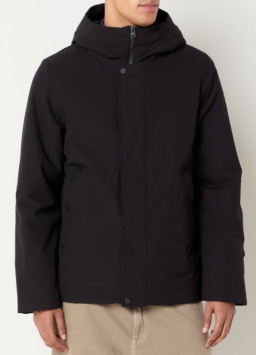 Elvine Beurnie gewatteerde parka met steekzakken en logo - detail zwart