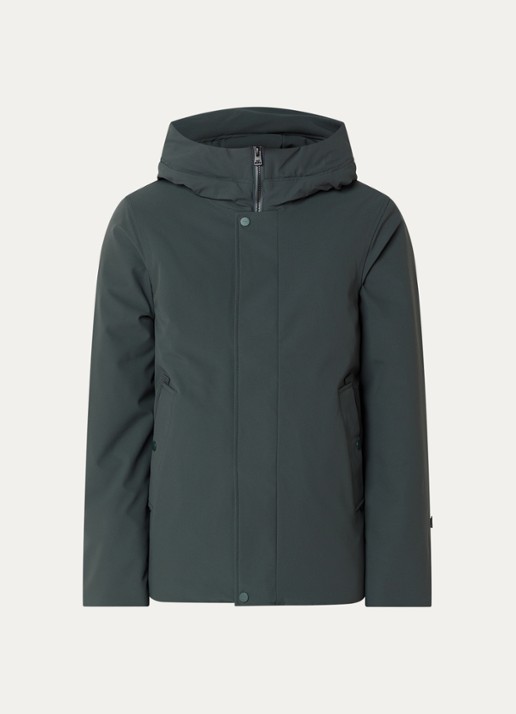 Elvine Beurnie gewatteerde parka met steekzakken en logo - voorkant 2 olijfgroen