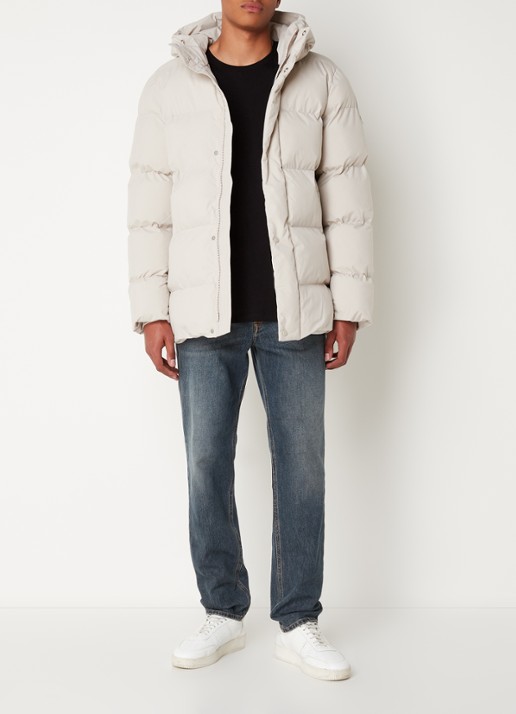 Elvine Bror REC. puffer jack met waterafstotende coating en capuchon - voorkant 3 donkerbeige