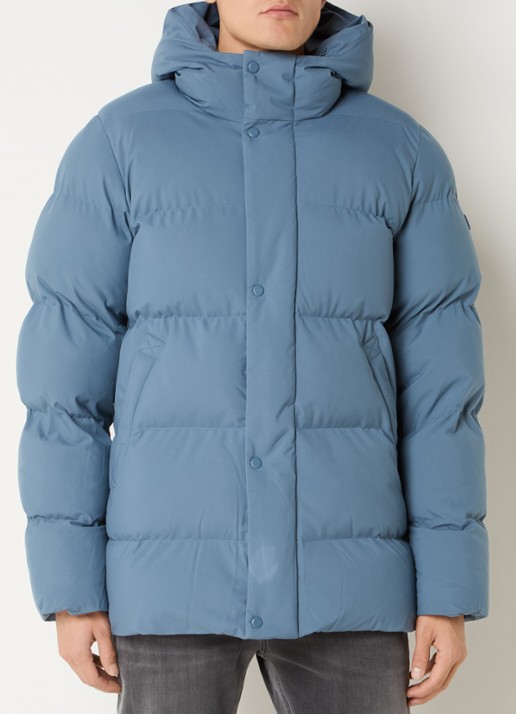 Elvine Bror REC. puffer jack met waterafstotende coating en capuchon - detail 3 staalblauw