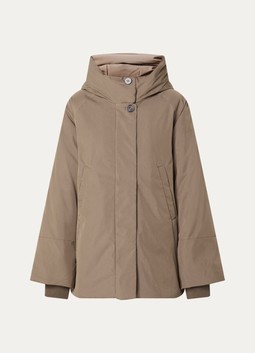 Elvine Celina gewatteerde parka met opstaande kraag en waterafstotende coating - voorkant 2 donkerkhaki