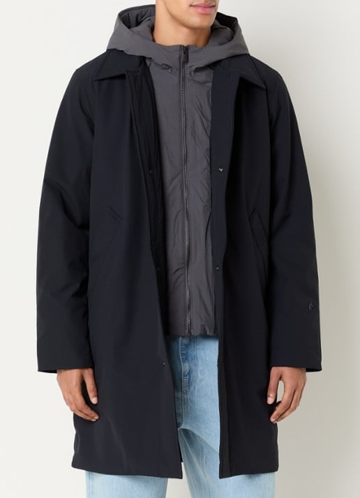 Elvine Celvin parka met afneembare kraag en capuchon - detail donkerblauw