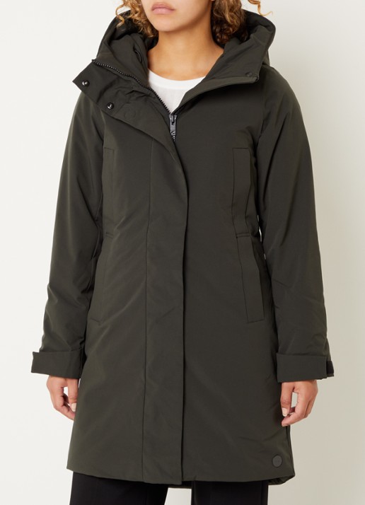 Elvine Eline parka met ritszakken en waterafstotende coating - detail 4 legergroen
