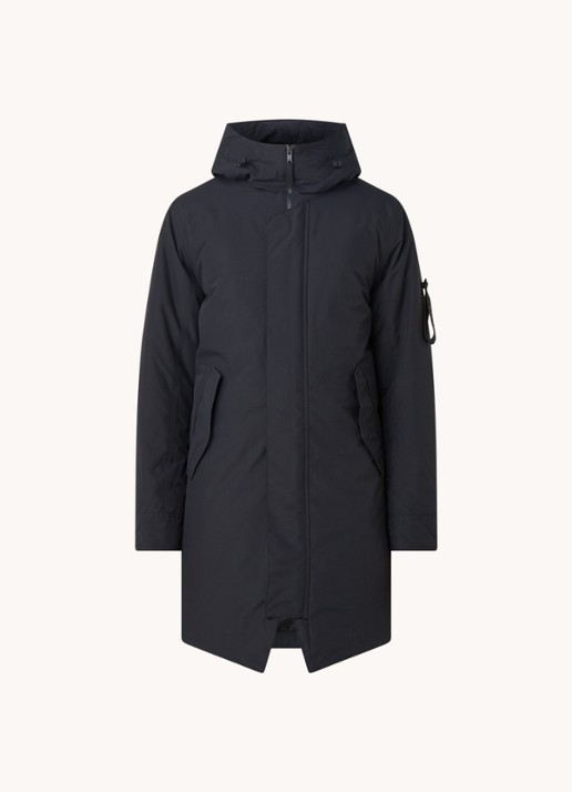 Elvine Gunter gewatteerde jas met capuchon - voorkant donkerblauw