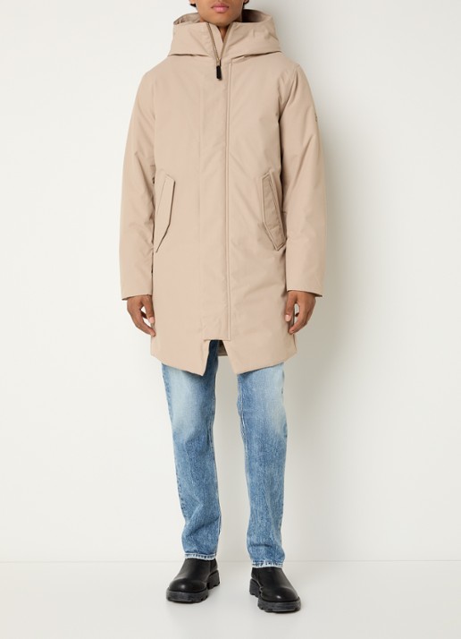 Elvine Gunter gewatteerde jas met capuchon - voorkant 3 beige