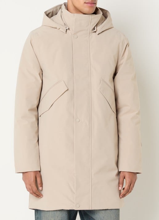 Elvine Janne gewatteerde parka met klepzakken - detail donkerbeige